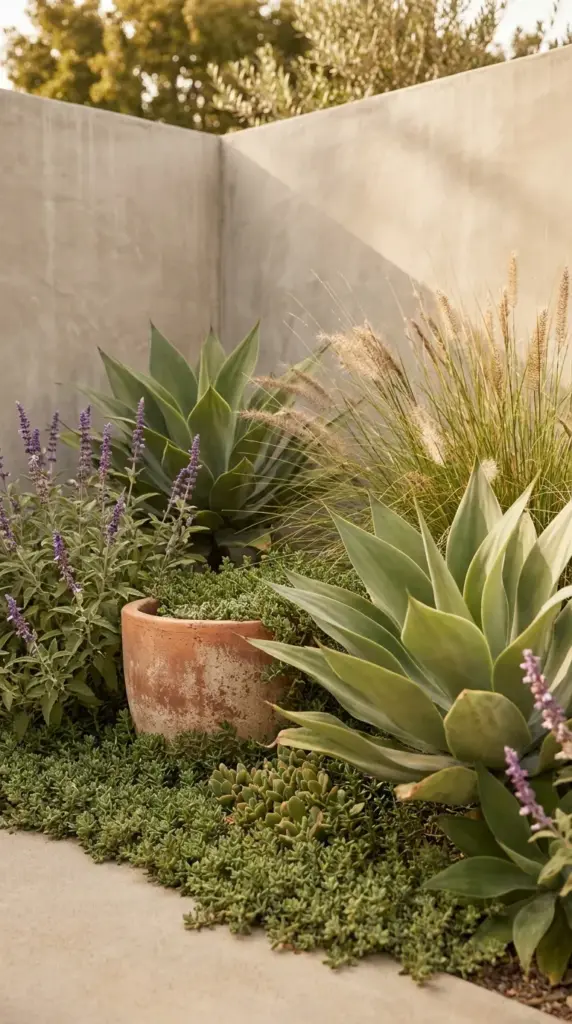 The ‘Hydro-Zoning Matrix’ Innovation: A New Discovery for Structuring a Drought Tolerant Landscape That Literally Waters Itself 3 Lush native perennials and ornamental grasses arranged in a modern drought-tolerant garden design.