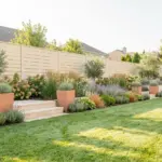 Stunning fence landscaping with layered flower beds maximizing home curb appeal and property value.