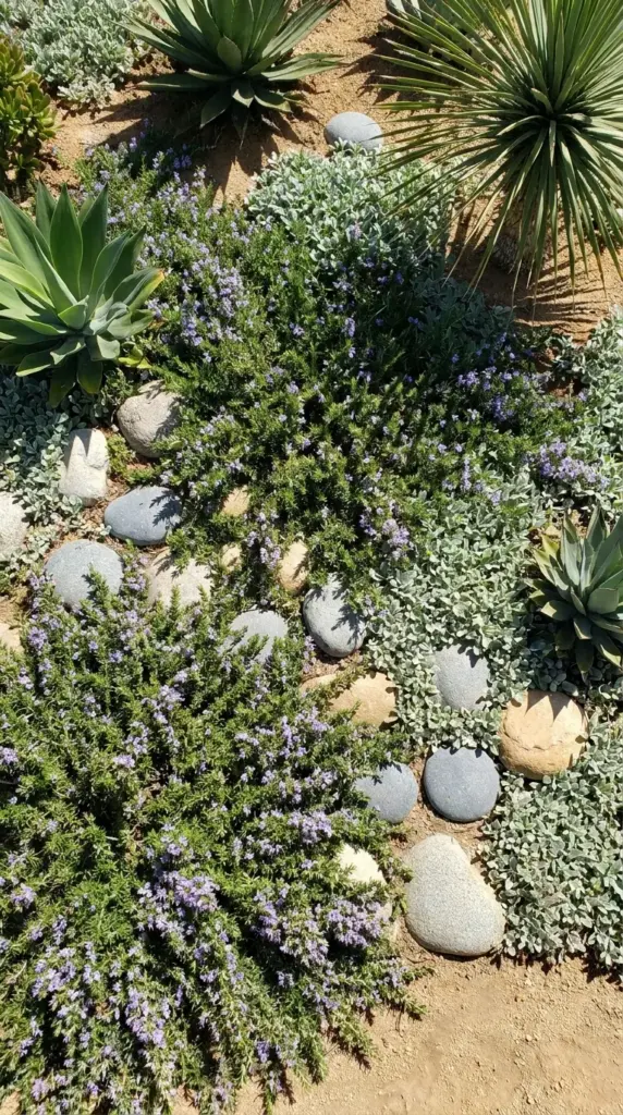 7 Tiny Changes in Your Drought Tolerant Landscape That Slash Your Water Bill by 80% 3 Native groundcovers acting as a living mulch alternatives to grass in a low-water garden design.