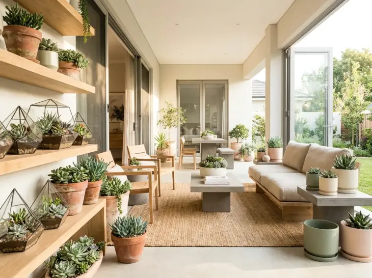 A beautifully curated collection of low-maintenance succulent garden design ideas styled for a modern lifestyle home.