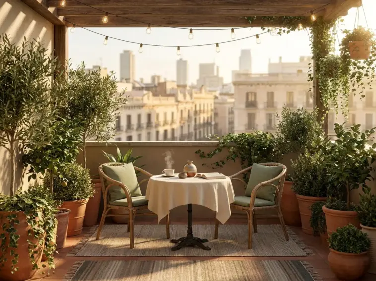 Small patio ideas for tiny spaces transformed into a luxurious outdoor living area.