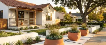 Beautiful small front garden ideas featuring modern minimalist landscaping and high curb appeal.